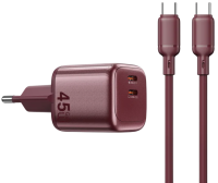 WiWU Wi-G025 45W Cube 2C PD Сетевое зарядное устройство | С кабелем | Два порта USB-C