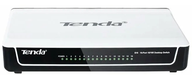 Коммутатор Tenda S16 / количество LAN-портов -16 , базовая скорость передачи данных - 100 Мбит/с / Global