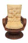 Tetchair Кресло-качалка "ANDREA Relax Medium" /с подушкой/ Pecan Washed (античн. орех), Ткань рубчик, цвет кремовый 9093