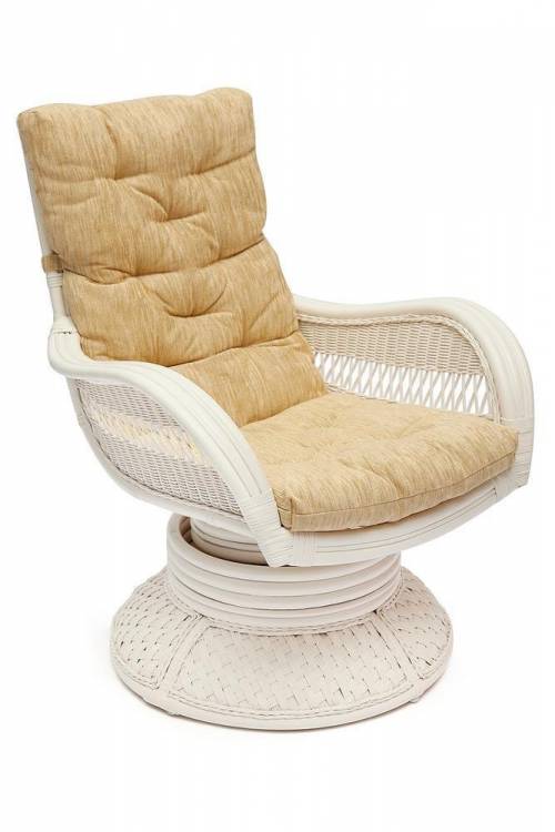 Tetchair Кресло-качалка "ANDREA Relax Medium" /с подушкой/ TCH White (белый), Ткань рубчик, цвет кремовый 10172