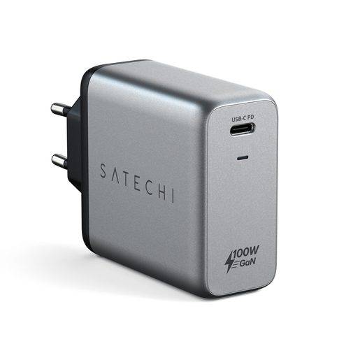 Сетевое зарядное устройство Satechi Compact Charger 100W ST-UC100WSM-EU с технологией GaN Power | Цвет: серый космос 													