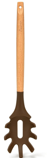 1462 FISSMAN ложка для спагетти CHEF’s TOOLS 32,5см, цвет шоколадный (силикон с деревянной ручкой)