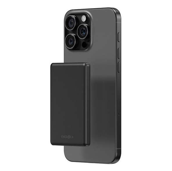 Energea AluPac MINI MagSafe Повербанк 5000mAh 15W Беспроводная Зарядка USB-C 20W Ultra Light Aluminium Gunmetal