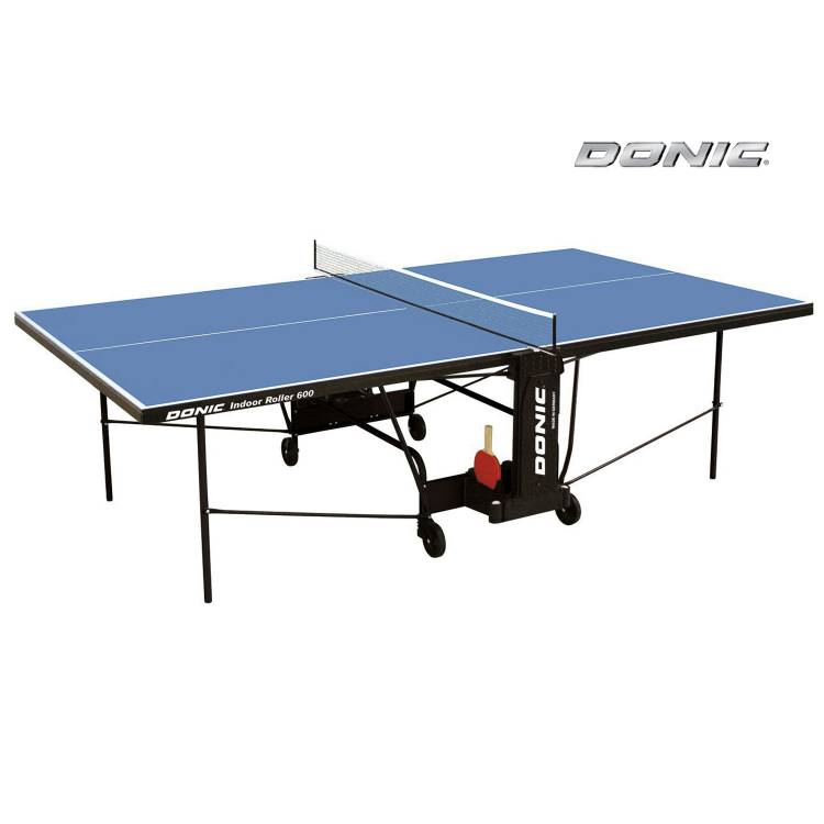 Donic Теннисный стол / складной/ 274 х 152,5 х 76 см/ с сеткой/ на колесах/ для одиночной и групповой игры/  INDOOR ROLLER 600 BLUE