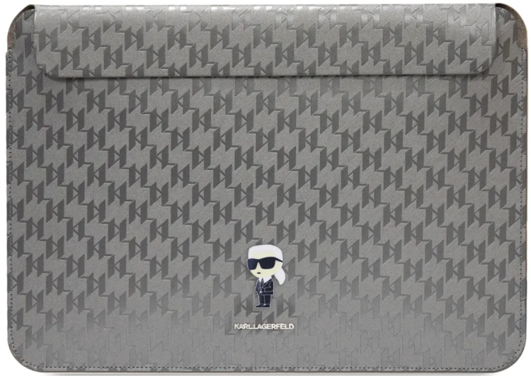 Lagerfeld Чехол для ноутбуков 13"/14" | Магнитная застежка | Saffiano Sleeve Monogram NFT Karl Ikonik, Silver