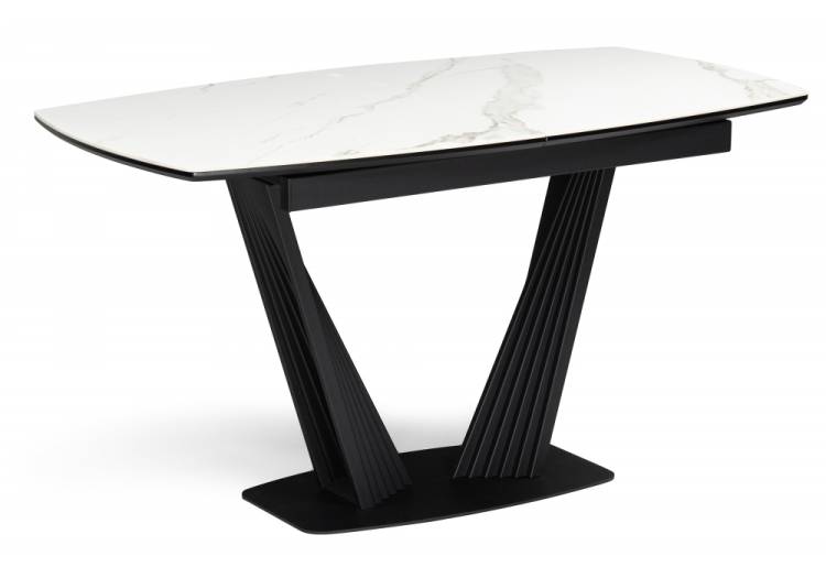 Woodville Notta Керамический стол Вейл 140/180х80 белый мрамор snow white / черный