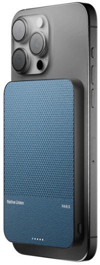 Native Union Power Bank Magnetic 5000mAh | MagSafe | Беспроводная зарядка | Внешний аккумулятор для iPhone и Android | Быстрая зарядка 15W | Компактный дизайн | Цвет синий
