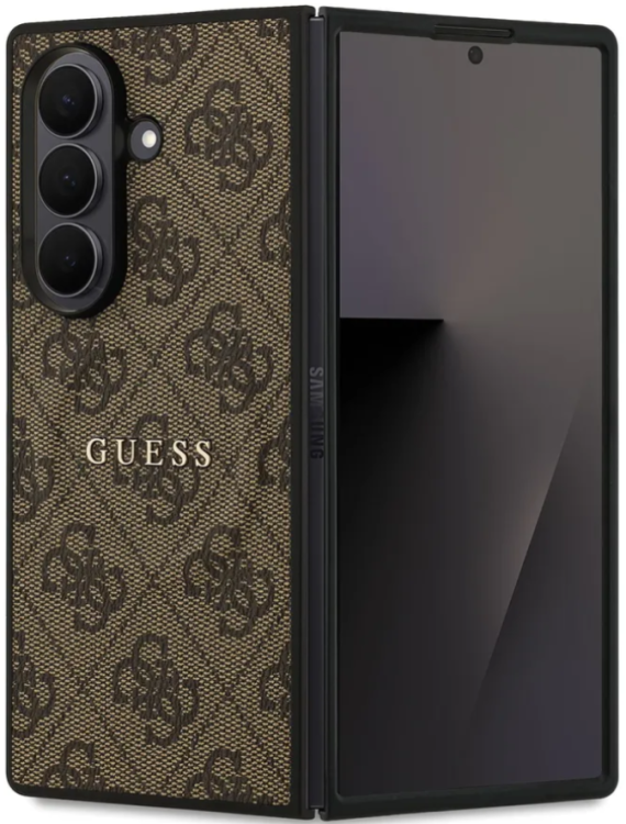 Guess Чехол для Samsung Z Fold 7, PU 4G Classic metal logo Hard Brown (MagSafe)