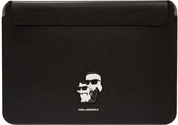 Lagerfeld Чехол для ноутбуков 13"/14" | Магнитная застежка |  Saffiano Sleeve NFT Karl & Choupette, Black