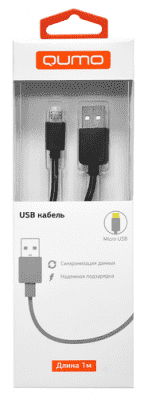 Кабель, USB-Micro USB, круглый, PVC, 1.5м, черный, коробка с окном