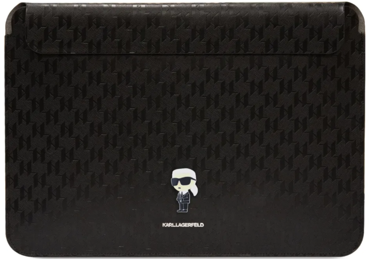 Lagerfeld Чехол для ноутбуков 16" | Магнитная застежка | Saffiano Sleeve Monogram NFT Karl Ikonik, Black