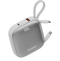 Energea Bazic GoPower Fusion Повербанк 10000mAh 4in1 USB-C+A +USB-C/Lightning кабели PD20W Display Vanilla