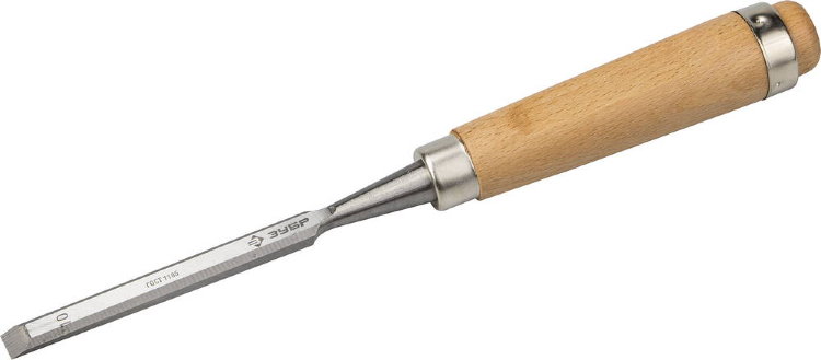 Зубр "ЭКСПЕРТ" 10мм 18096-10 Стамеска-долото с деревянной ручкой, хромованадиевая
