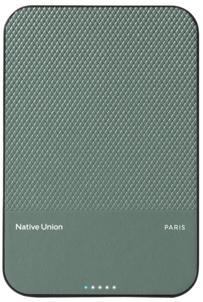 Native Union Power Bank Magnetic 5000mAh | MagSafe | Беспроводная зарядка | Внешний аккумулятор для iPhone и Android | Быстрая зарядка 15W | Компактный дизайн | Цвет зеленый
