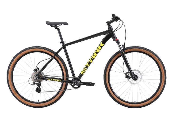Stark'24 Hunter 29.3 HD горный велосипед (МТB) черный кислотно-желтый 20" | Диаметр колеса: 29" | Размер рамы: 20" | Вес велосипеда: 14,5 кг. | Рост пользователя: 175-185 см | Максимальный вес велосипедиста: 130 кг | Количество скоростей: 8