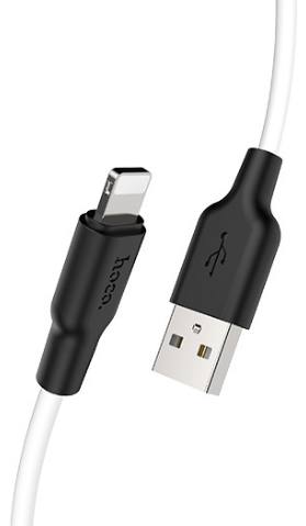 Кабель USB HOCO X21 Plus, USB - Lightning, 2.4А, 2 м, черный+белый