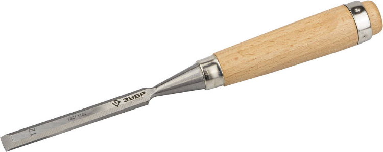 Зубр "ЭКСПЕРТ" 12мм 18096-12 Стамеска-долото с деревянной ручкой, хромованадиевая