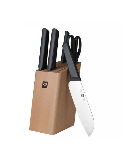 Набор Xiaomi Fire kitchen 4 ножа и ножницы с подставкой(HU0057) Global_world