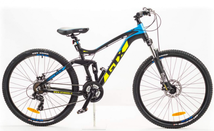 GTX горный велосипед  MOON 2703  | Размер колеса - 27.5 | Размер рамы - 19"| Максимальный вес велосипедиста 115 кг | Рост велосипедиста 180-185 | Количество скоростей - 21 | Алюминиевая рама -  GTX NORDUM ALLOY 6061 | Манетки - SHIMANO SL310  2