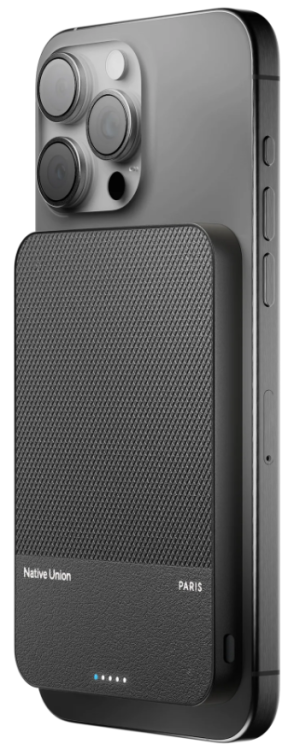 Native Union Power Bank Magnetic 5000mAh | MagSafe | Беспроводная зарядка| Внешний аккумулятор для iPhone и Android | Быстрая зарядка 15W | Компактный дизайн | Цвет черный