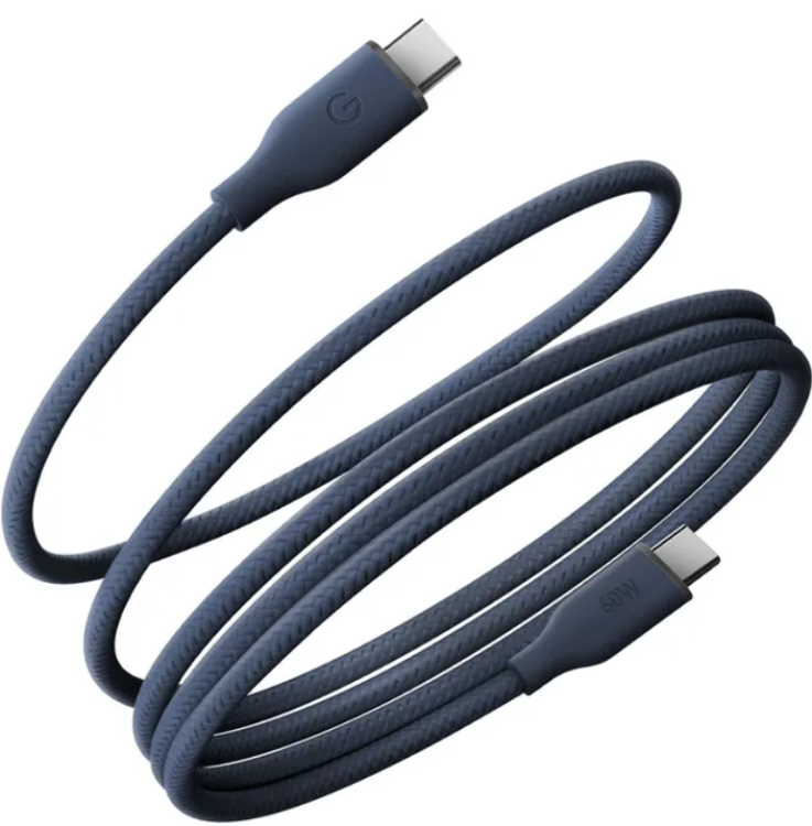 Energea Кабель 1.5m | USB-C to USB-C | Мощность: 60 Вт | Быстрая зарядка: до 3 A | Передача данных: до 480 Mbps | HELIX 60, Blue