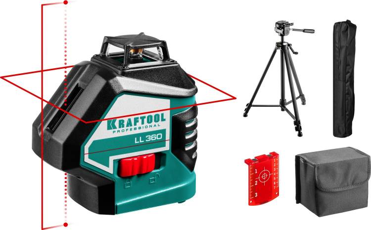 Kraftool LL 360-3 Нивелир лазерный, 2х360°, 20м/70м, Штатив, в коробке 34645-3