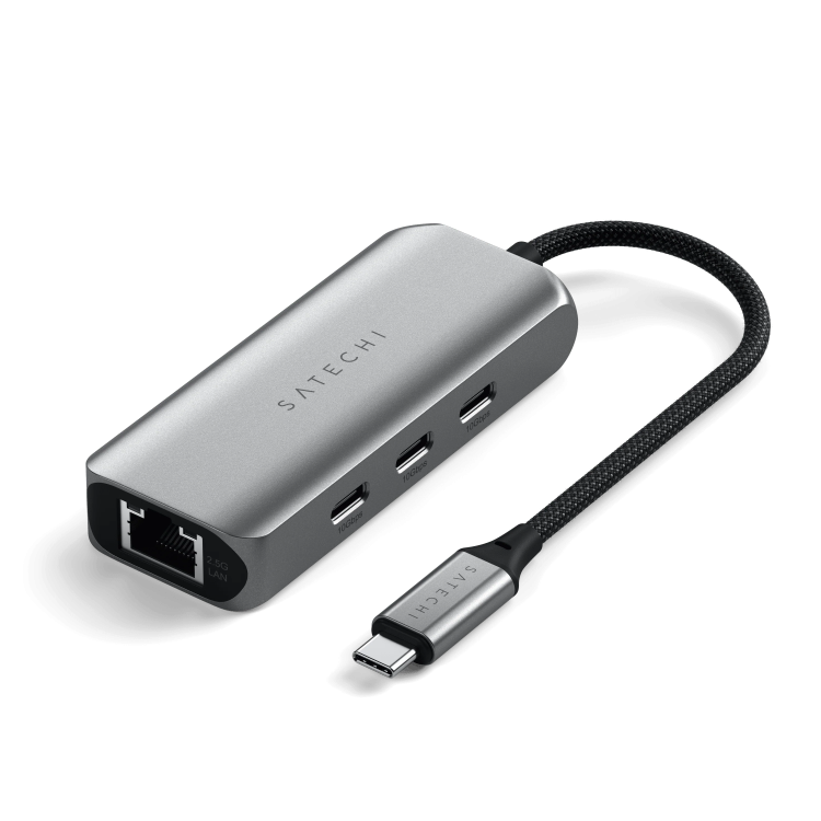 Satechi USB-C Хаб 4-в-1 с Ethernet 2.5 Гбит/с, HDMI 4K и USB 3.0 — для MacBook, iPad, ноутбуков