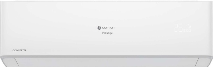 Loriot Prestige Инверторная сплит-система на 27 м² | LAC-09AHI | Функция температурного контроля iFeel | 5 скоростей вентилятора | класс A++/A | пульт ДУ | ВБ: 29.2x78.8x19.8 см | НБ: 45x64.9x23.2 см