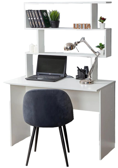 Woodville Письменный стол "Дижон" с надстройкой белое тиснение | Ширина - 55; Высота - 161; Длина - 110 см