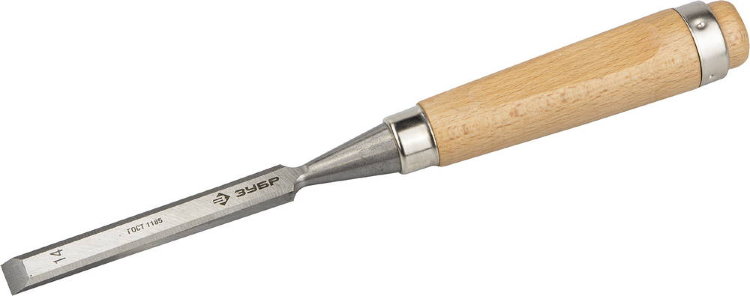 Зубр "ЭКСПЕРТ" 14мм 18096-14 Стамеска-долото с деревянной ручкой, хромованадиевая