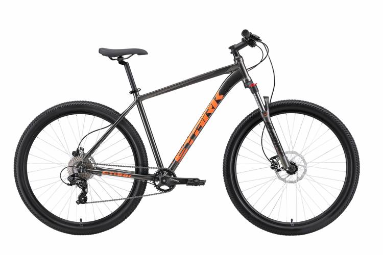 Stark'24 Hunter 29.2 HD горный (MTB) велосипед графитово-оранжевый | Диаметр колеса: 29" | Размер рамы: 20" | Вес велосипеда: 14,5 кг. | Рост пользователя: 175-185 см | Максимальный вес велосипедиста: 130 кг | Количество скоростей: 8