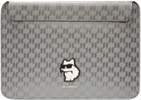 Lagerfeld Чехол для ноутбуков 16" | Магнитная застежка | Saffiano Sleeve Monogram NFT Choupette, Silver