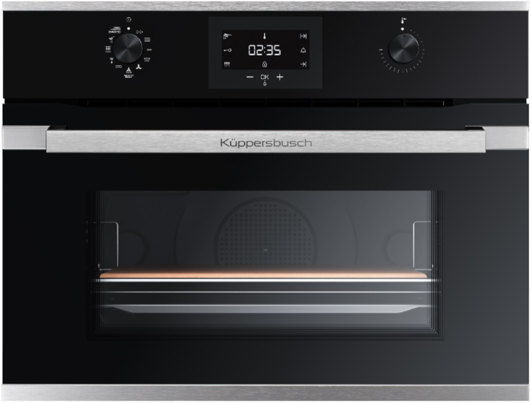 Kuppersbusch Компактный духовой шкаф CBP 6332.0 S1 Stainless Steel | Объем: 44 л | Очистка духовки: пиролитическая | ВхШхГ: 45,5х59,5х55,9 см | Конвекция | Режимов работы: 6 | Страна-производитель: Германия