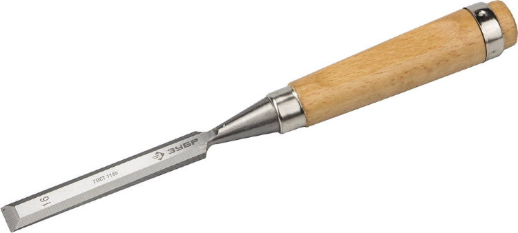 Зубр "ЭКСПЕРТ" 16мм 18096-16 Стамеска-долото с деревянной ручкой, хромованадиевая