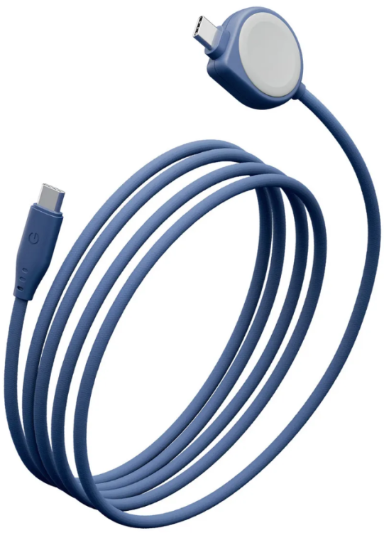 Energea Кабель 1.5m с магнитной зарядкой для Apple Watch| USB-C to USB-C | Мощность: 60 Вт | Передача данных: до 480 Mbps | FLOW Duo, Nanoweave Blue