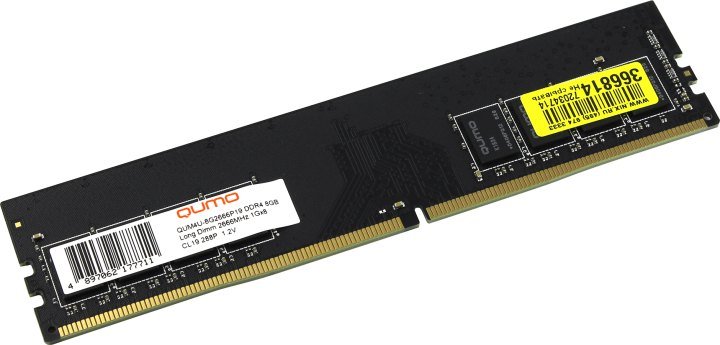 Модуль памяти DDR-4  16GB QUMO 2666 MHz  1Gx8 CL19  288P (QUM4U-16G2666P19)