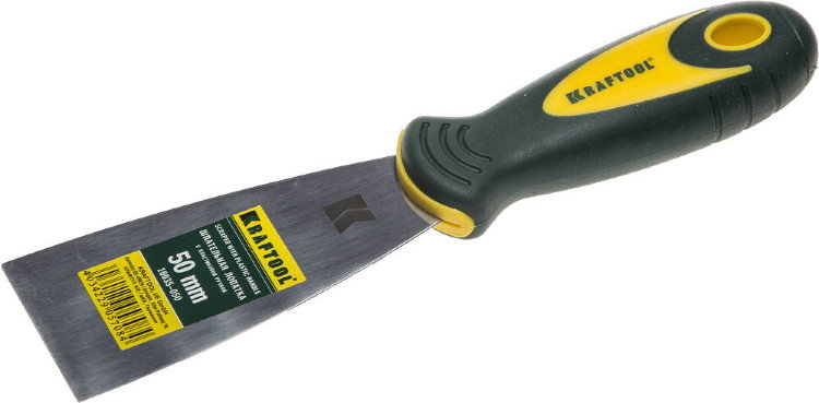 Kraftool 50мм 10035-050 Шпательная лопатка с 2-компонент ручк, профилиров нержав полотно
