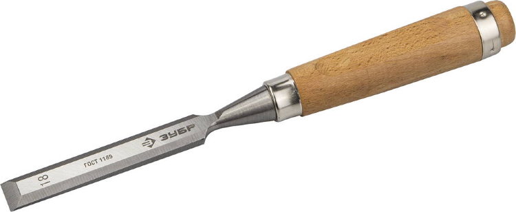 Зубр "ЭКСПЕРТ" 18мм 18096-18 Стамеска-долото с деревянной ручкой, хромованадиевая