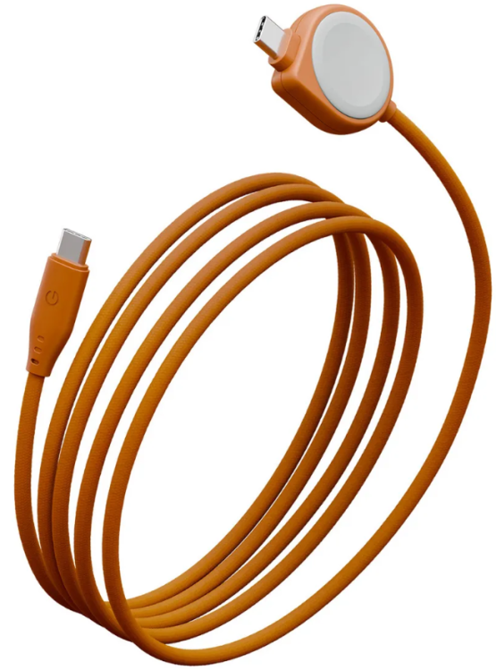 Energea Кабель 1.5m с магнитной зарядкой для Apple Watch| USB-C to USB-C | Мощность: 60 Вт | Передача данных: до 480 Mbps | FLOW Duo, Nanoweave Orange