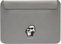 Lagerfeld Чехол для ноутбуков 16" | Магнитная застежка | Saffiano Sleeve NFT Karl & Choupette, Silver