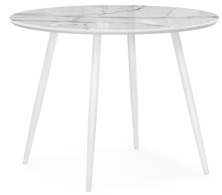 Woodville Стеклянный стол "Абилин" белый мрамор / белый | Ширина - 100; Высота - 76; Длина - 100 см