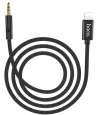 Аудио-кабель Hoco UPA13, AUX, Lightning - Jack 3,5, 1 м, круглый, силикон