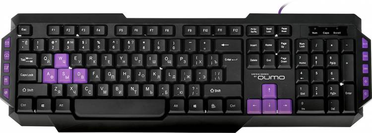Игровая клавиатура Qumo  Desert Eagle Pro K04, проводная, 104 +10 клавиш, выделенные блоки WASD и стрелки, кабель в оплетке с фильтром и golden USB