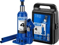 Зубр Проф 43060-4-K Домкрат гидравлический бутылочный T50, 4т, 192-374мм, в кейсе