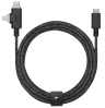 Native Union Belt Cable Duo Pro 240W | USB-C to USB-C & Lightning | Быстрая зарядка 240W | 2.4 метра | Прочный плетеный кабель из переработанных материалов | Универсальный аксессуар для iPhone, MacBook, ноутбуков | Цвет черный