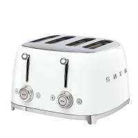 Тостер SMEG белый в стиле TSF03WHEU 50-х г.г./ Тостер на 4 ломтика; Функции: подогрев, размораживание, багель; 6 уровней поджаривания; Съемный поддон для крошек.