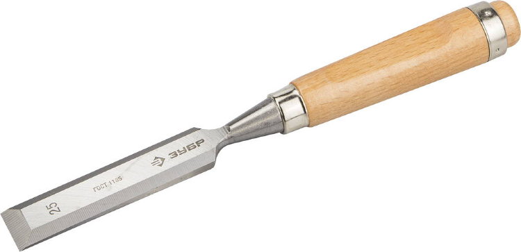 Зубр "ЭКСПЕРТ" 25мм 18096-25 Стамеска-долото с деревянной ручкой, хромованадиевая