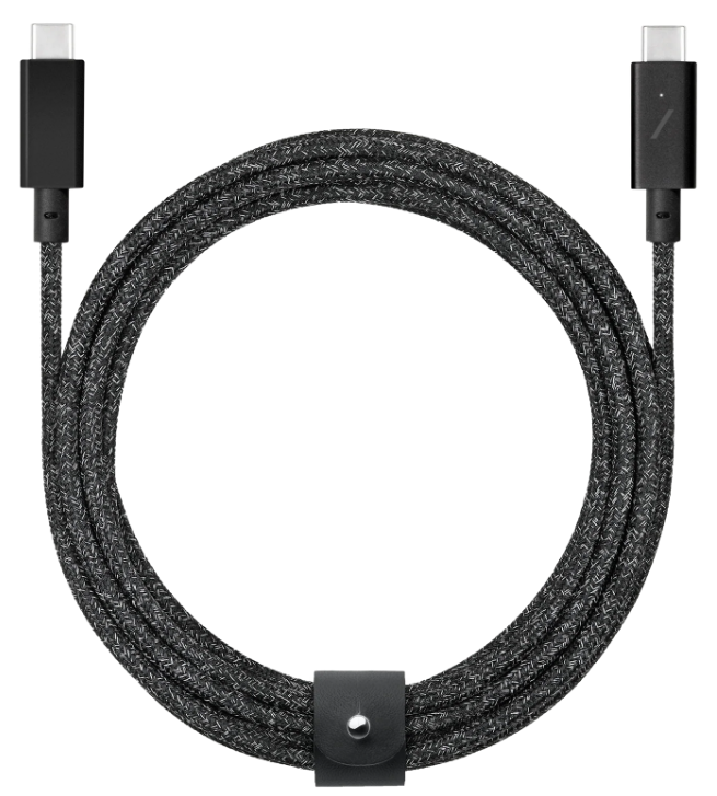 Native Union Belt Cable Pro 240W | USB-C to USB-C | Быстрая зарядка 240W | 2.4 метра | Прочный плетеный кабель из переработанных материалов | USB-IF сертифицированный | Для ноутбуков, планшетов и смартфонов | Цвет черный