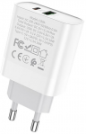 Зарядное устройство HOCO C80A ,быстрая зарядка PD20W+QC3.0 Rapido USB+USB-C, 3.1A, белый