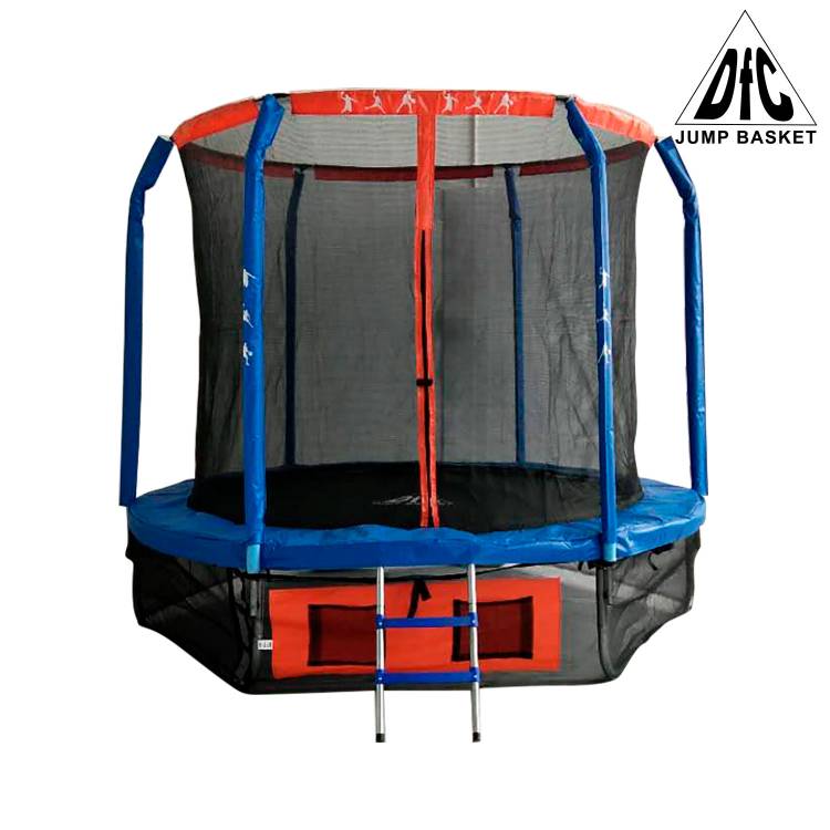 DFC Батут (366cм) JUMP BASKET 12ft/ до 150 кг/ Высота батута (без сетки) 85 см/ Высота сетки 180 см/ с лестницей/ с защитной сеткой/ с внутренней сеткой/ уличный/ для дачи/ для взрослых